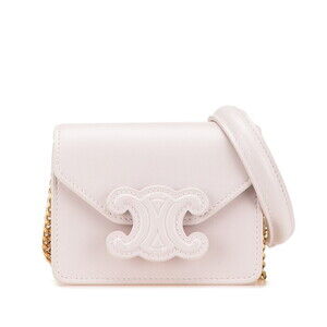 Celine Triomphe chain shoulder bag pink leather